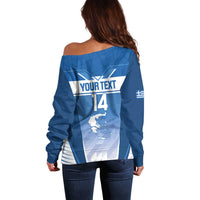 Custom Greece Football Off Shoulder Sweater Go Ethniki Coat Of Arms Style