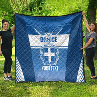 Custom Greece Football Quilt Go Ethniki Coat Of Arms Style