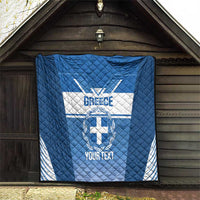 Custom Greece Football Quilt Go Ethniki Coat Of Arms Style