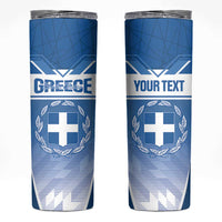 Custom Greece Football Skinny Tumbler Go Ethniki Coat Of Arms Style