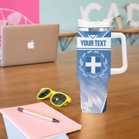 Custom Greece Football Tumbler With Handle Go Ethniki Coat Of Arms Style