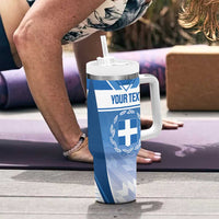 Custom Greece Football Tumbler With Handle Go Ethniki Coat Of Arms Style