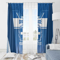 Custom Greece Football Window Curtain Go Ethniki Coat Of Arms Style