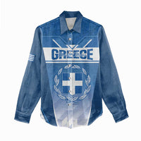 Custom Greece Football Women Casual Shirt Go Ethniki Coat Of Arms Style