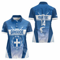 Custom Greece Football Women Polo Shirt Go Ethniki Coat Of Arms Style