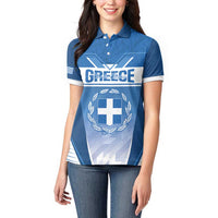 Custom Greece Football Women Polo Shirt Go Ethniki Coat Of Arms Style