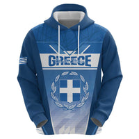 Custom Greece Football Zip Hoodie Go Ethniki Coat Of Arms Style