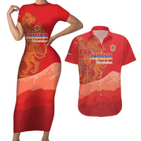Custom Armenia Football Couples Matching Short Sleeve Bodycon Dress and Hawaiian Shirt Come On Havakakan