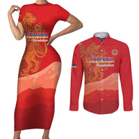Custom Armenia Football Couples Matching Short Sleeve Bodycon Dress and Long Sleeve Button Shirt Come On Havakakan