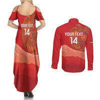 Custom Armenia Football Couples Matching Summer Maxi Dress and Long Sleeve Button Shirt Come On Havakakan