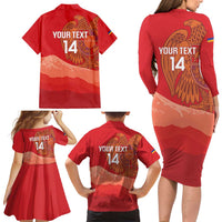 Custom Armenia Football Family Matching Long Sleeve Bodycon Dress and Hawaiian Shirt Come On Havakakan
