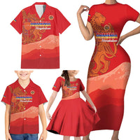 Custom Armenia Football Family Matching Short Sleeve Bodycon Dress and Hawaiian Shirt Come On Havakakan