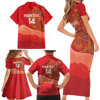 Custom Armenia Football Family Matching Short Sleeve Bodycon Dress and Hawaiian Shirt Come On Havakakan
