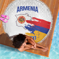 Custom Armenia Football Beach Blanket Armenian Map Knot Pattern