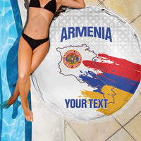 Custom Armenia Football Beach Blanket Armenian Map Knot Pattern