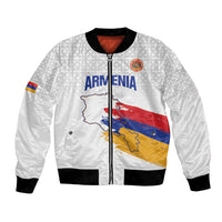 Custom Armenia Football Bomber Jacket Armenian Map Knot Pattern