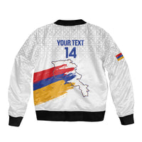 Custom Armenia Football Bomber Jacket Armenian Map Knot Pattern