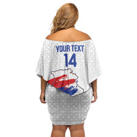 Custom Armenia Football Family Matching Off Shoulder Short Dress and Hawaiian Shirt Armenian Map Knot Pattern