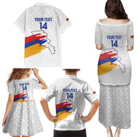 Custom Armenia Football Family Matching Puletasi and Hawaiian Shirt Armenian Map Knot Pattern