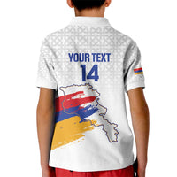 Custom Armenia Football Kid Polo Shirt Armenian Map Knot Pattern