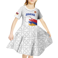 Custom Armenia Football Kid Short Sleeve Dress Armenian Map Knot Pattern