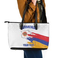 Custom Armenia Football Leather Tote Bag Armenian Map Knot Pattern