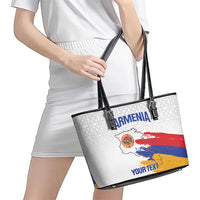 Custom Armenia Football Leather Tote Bag Armenian Map Knot Pattern