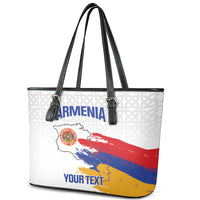 Custom Armenia Football Leather Tote Bag Armenian Map Knot Pattern