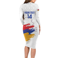 Custom Armenia Football Long Sleeve Bodycon Dress Armenian Map Knot Pattern