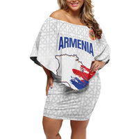 Custom Armenia Football Off Shoulder Short Dress Armenian Map Knot Pattern