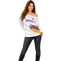 Custom Armenia Football Off Shoulder Sweater Armenian Map Knot Pattern