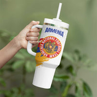 Custom Armenia Football Tumbler With Handle Armenian Map Knot Pattern