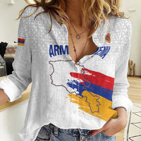 Custom Armenia Football Women Casual Shirt Armenian Map Knot Pattern