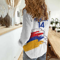 Custom Armenia Football Women Casual Shirt Armenian Map Knot Pattern