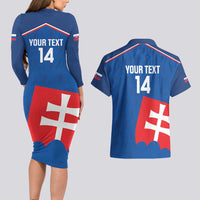 Custom Slovakia Football Couples Matching Long Sleeve Bodycon Dress and Hawaiian Shirt Come On Sokoli Falcon Pattern