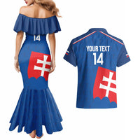 Custom Slovakia Football Couples Matching Mermaid Dress and Hawaiian Shirt Come On Sokoli Falcon Pattern