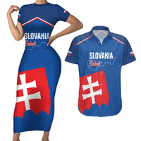 Custom Slovakia Football Couples Matching Short Sleeve Bodycon Dress and Hawaiian Shirt Come On Sokoli Falcon Pattern