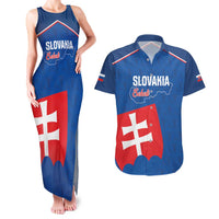 Custom Slovakia Football Couples Matching Tank Maxi Dress and Hawaiian Shirt Come On Sokoli Falcon Pattern