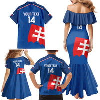Custom Slovakia Football Family Matching Mermaid Dress and Hawaiian Shirt Come On Sokoli Falcon Pattern