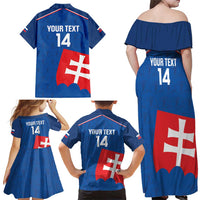 Custom Slovakia Football Family Matching Off Shoulder Maxi Dress and Hawaiian Shirt Come On Sokoli Falcon Pattern