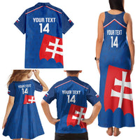 Custom Slovakia Football Family Matching Tank Maxi Dress and Hawaiian Shirt Come On Sokoli Falcon Pattern