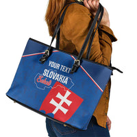 Custom Slovakia Football Leather Tote Bag Come On Sokoli Falcon Pattern