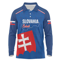 Custom Slovakia Football Long Sleeve Polo Shirt Come On Sokoli Falcon Pattern
