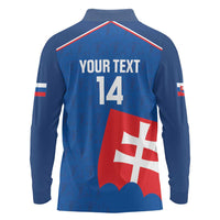 Custom Slovakia Football Long Sleeve Polo Shirt Come On Sokoli Falcon Pattern