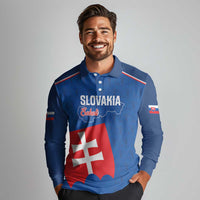 Custom Slovakia Football Long Sleeve Polo Shirt Come On Sokoli Falcon Pattern
