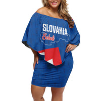 Custom Slovakia Football Off Shoulder Short Dress Come On Sokoli Falcon Pattern