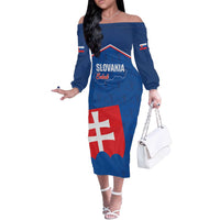Custom Slovakia Football Off The Shoulder Long Sleeve Dress Come On Sokoli Falcon Pattern