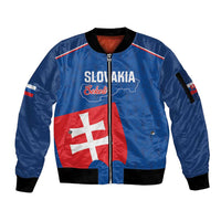 Custom Slovakia Football Sleeve Zip Bomber Jacket Come On Sokoli Falcon Pattern