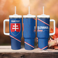Custom Slovakia Football Tumbler With Handle Come On Sokoli Falcon Pattern