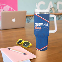 Custom Slovakia Football Tumbler With Handle Come On Sokoli Falcon Pattern
